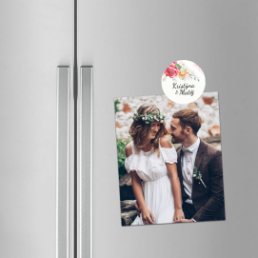 Svadobná magnetka s menami novomanželov - Craft floral